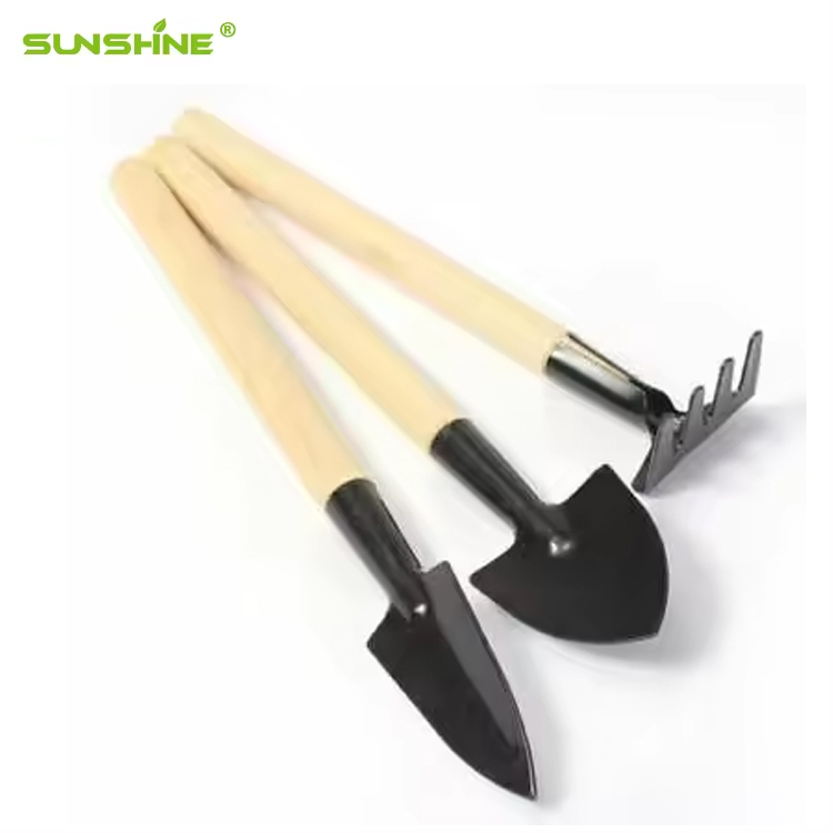 SUNSHINE Miniature Backyard Instruments Set: Pure Wooden Fork and Trowel